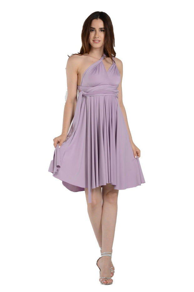Green Short Convertible Jersey Dress by Poly USA-Short Cocktail Dresses-ABC Fashion