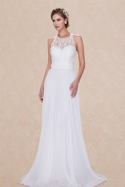 Halter Lace Bodice Wedding Dress by Leonia Lee 711