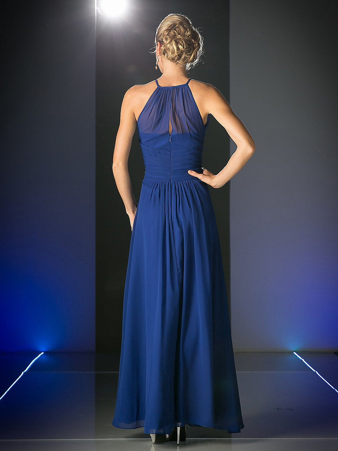 Halter Overlay Evening Dress by Cinderella Divine CH1501-Long Formal Dresses-ABC Fashion