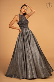 High Neck Evening Gown with Glitter Skirt by GLS Gloria GL2631-Long Formal Dresses-ABC Fashion