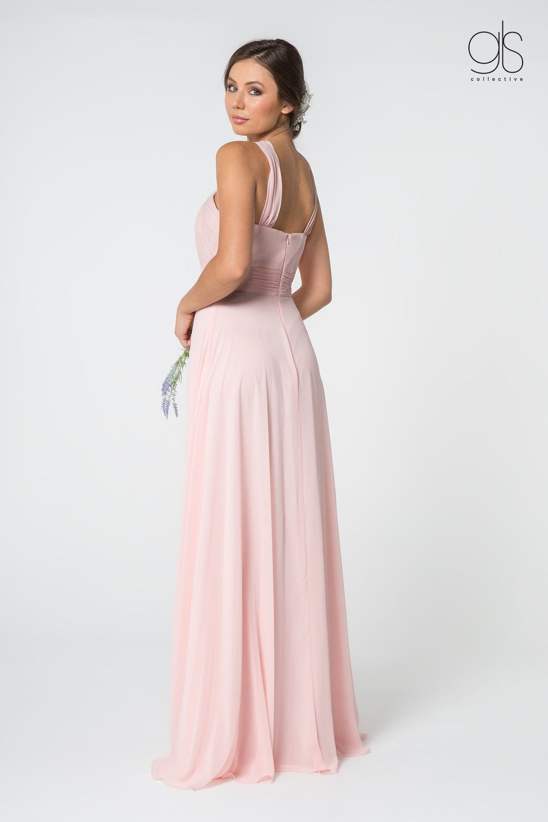 High-Neck Long A-Line Chiffon Dress by Elizabeth K GL2816-Long Formal Dresses-ABC Fashion