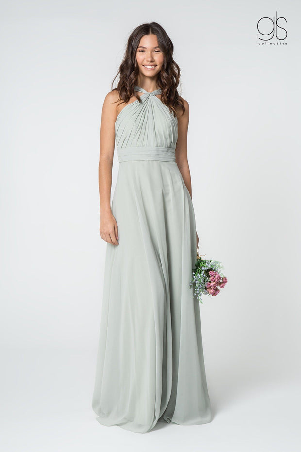 High-Neck Long A-Line Chiffon Dress by Elizabeth K GL2816-Long Formal Dresses-ABC Fashion