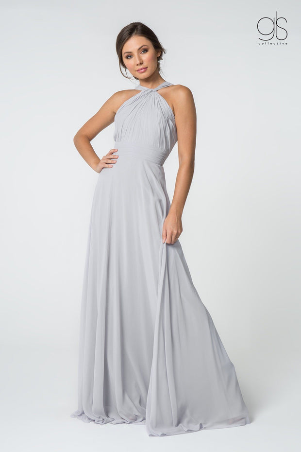 High-Neck Long A-Line Chiffon Dress by Elizabeth K GL2816-Long Formal Dresses-ABC Fashion
