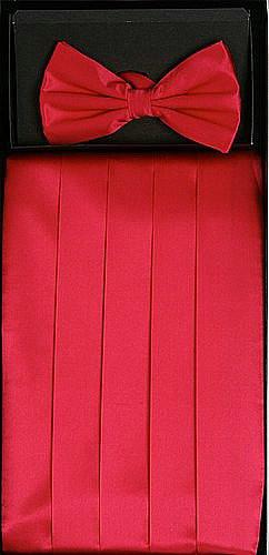 Hot Pink Silk Satin Cummerbund and Bow Tie Set-Men's Cummerbund-ABC Fashion