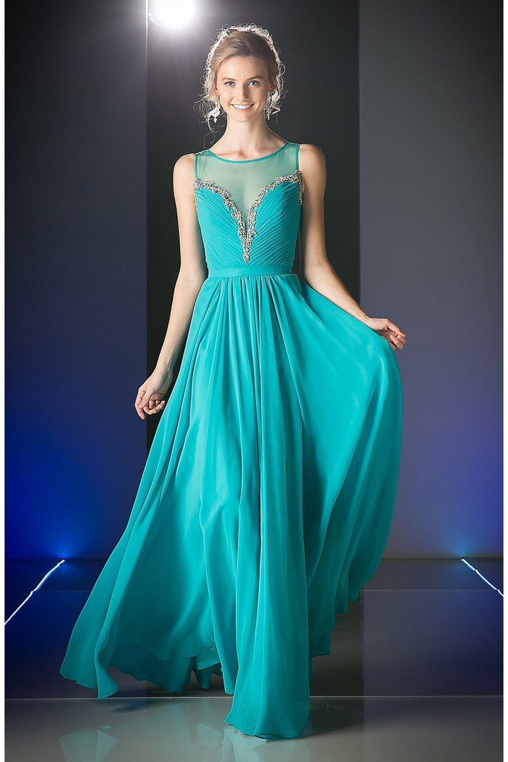 Illusion A-line Chiffon Gown by Cinderella Divine J758