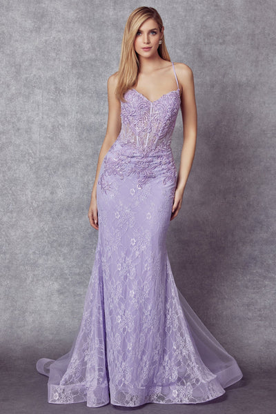 Andrea and Leo A1075 - Long Tulle Mermaid Dress - Cape