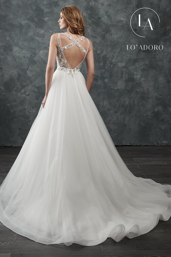 Illusion V-Neck A-Line Bridal Dress by Mary's Bridal M645