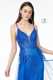 Illusion V-Neck Glitter Mermaid Gown by Elizabeth K GL2924