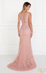 Ivory Floral Embroidered Mermaid Gown by Elizabeth K GL1536-Long Formal Dresses-ABC Fashion