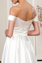 Ivory Off Shoulder Satin Gown by Elizabeth K GL1908