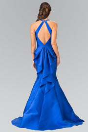Jeweled Collar Ruffled Mermaid Dress by Elizabeth K GL2353-Long Formal Dresses-ABC Fashion
