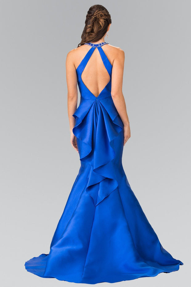 Jeweled Collar Ruffled Mermaid Dress by Elizabeth K GL2353-Long Formal Dresses-ABC Fashion