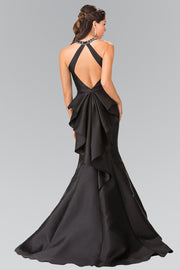 Jeweled Collar Ruffled Mermaid Dress by Elizabeth K GL2353-Long Formal Dresses-ABC Fashion
