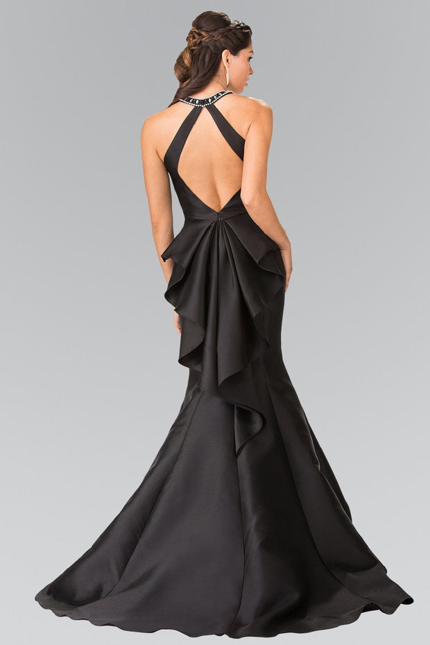 Jeweled Collar Ruffled Mermaid Dress by Elizabeth K GL2353-Long Formal Dresses-ABC Fashion