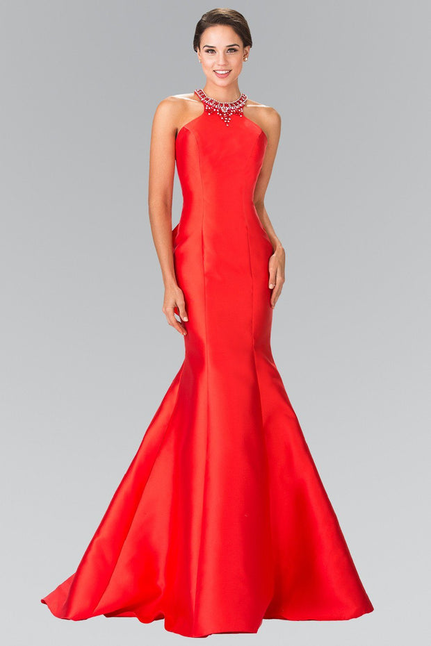 Jeweled Collar Ruffled Mermaid Dress by Elizabeth K GL2353-Long Formal Dresses-ABC Fashion