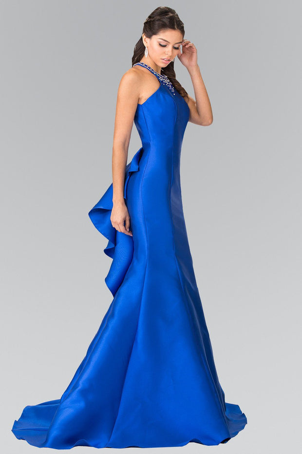 Jeweled Collar Ruffled Mermaid Dress by Elizabeth K GL2353-Long Formal Dresses-ABC Fashion