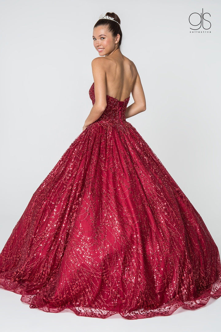 Jeweled Strapless Glitter Ball Gown with Jacket by Elizabeth K GL2804-Quinceanera Dresses-ABC Fashion