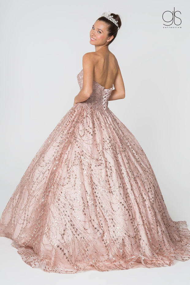 Jeweled Strapless Glitter Ball Gown with Jacket by Elizabeth K GL2804-Quinceanera Dresses-ABC Fashion