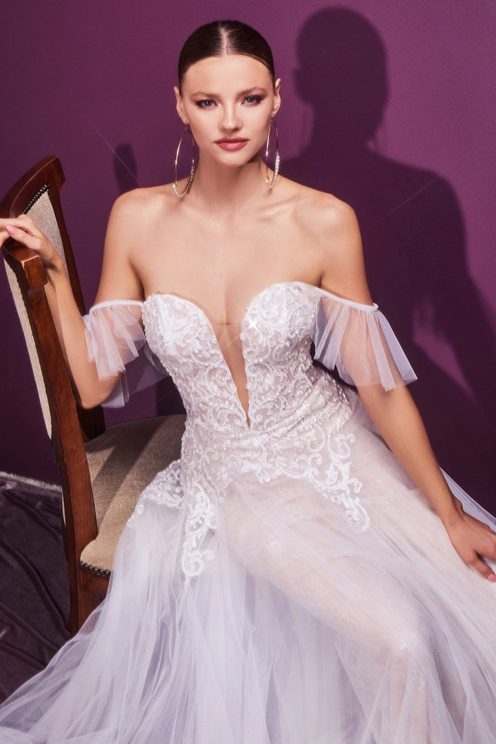 Lace Applique Bridal Gown by Cinderella Divine CD936W