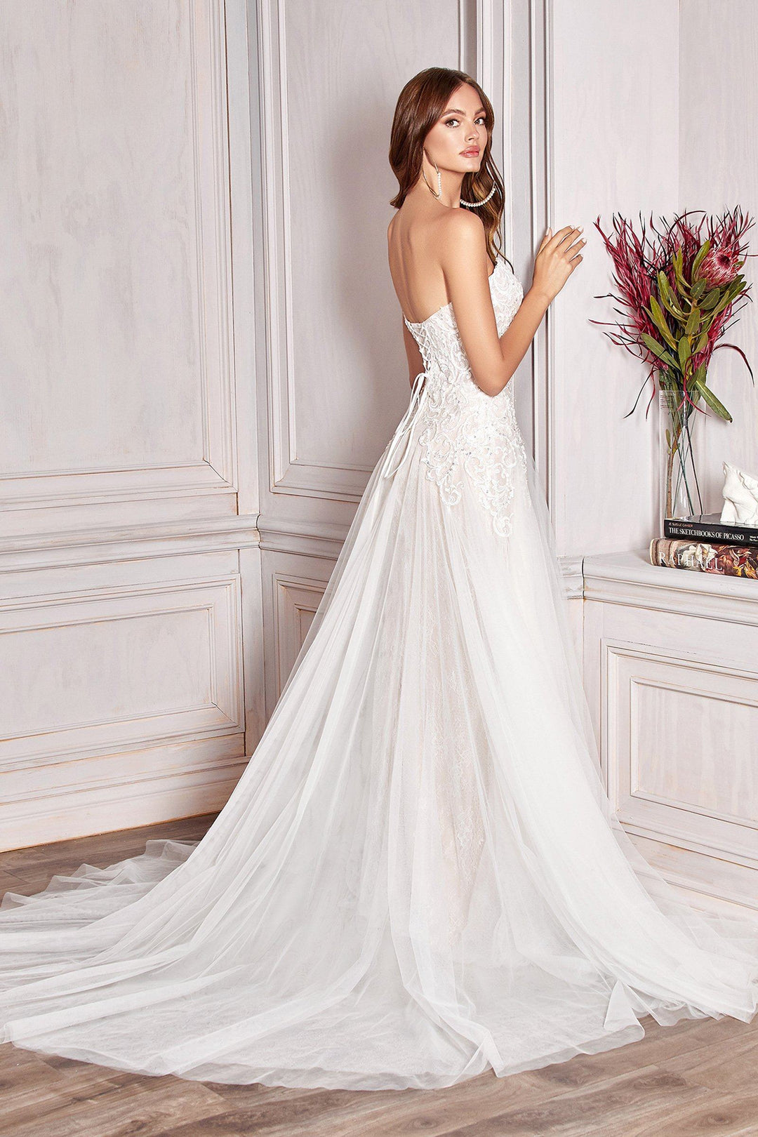 Lace Applique Bridal Gown by Cinderella Divine CD936W