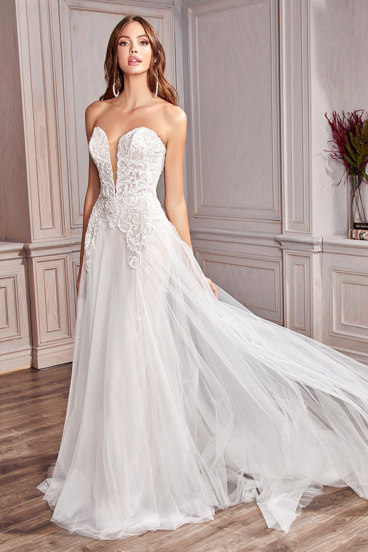 Lace Applique Bridal Gown by Cinderella Divine CD936W
