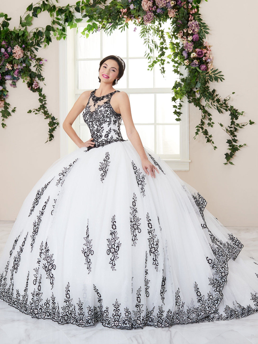 Lace Applique Illusion Quinceanera Dress by House of Wu 26959