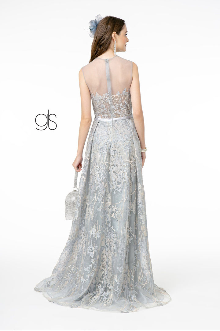 Lace Applique Long A-line Dress by Elizabeth K GL2835