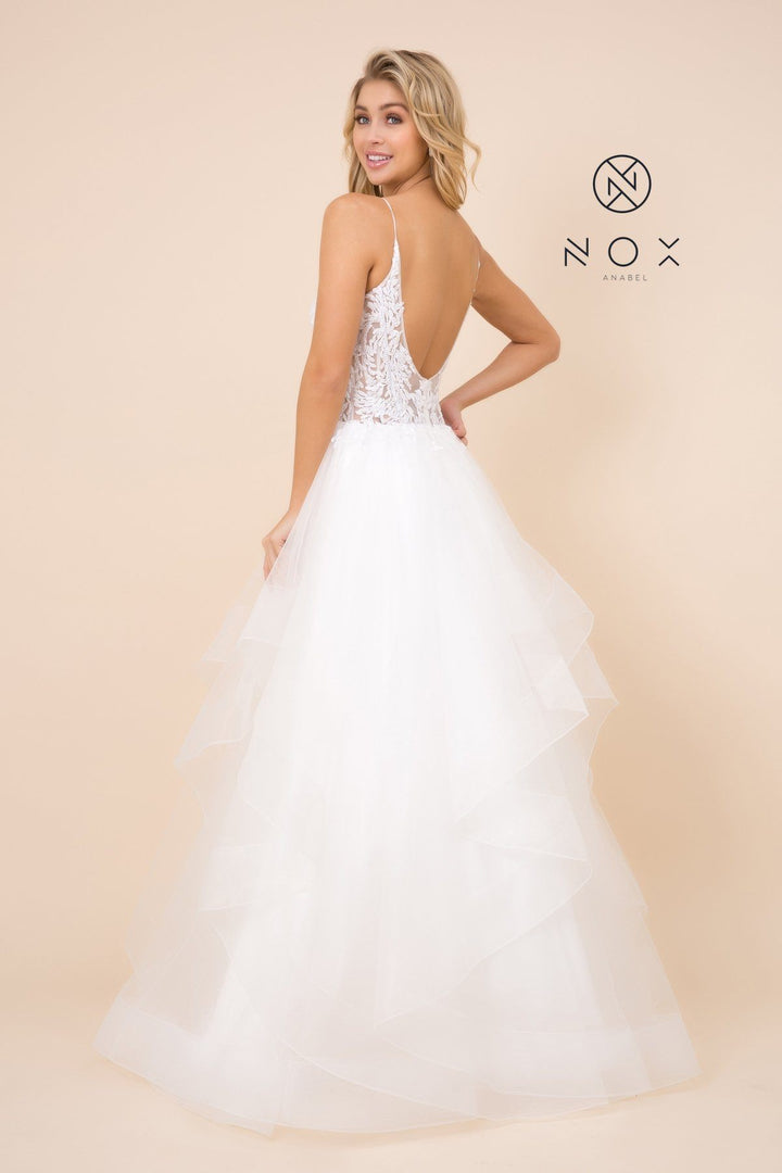 Lace Applique Long Tiered Dress by Nox Anabel W904