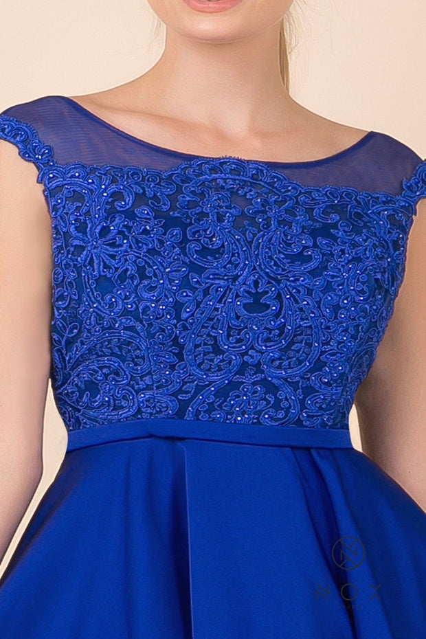 Lace Applique Short Sleeveless Dress by Nox Anabel 6288-Short Cocktail Dresses-ABC Fashion