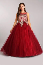 Lace Applique Sleeveless Ball Gown by Cinderella Couture 5041