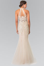 Lace Halter Mermaid Dress by Elizabeth K GL2243-Long Formal Dresses-ABC Fashion