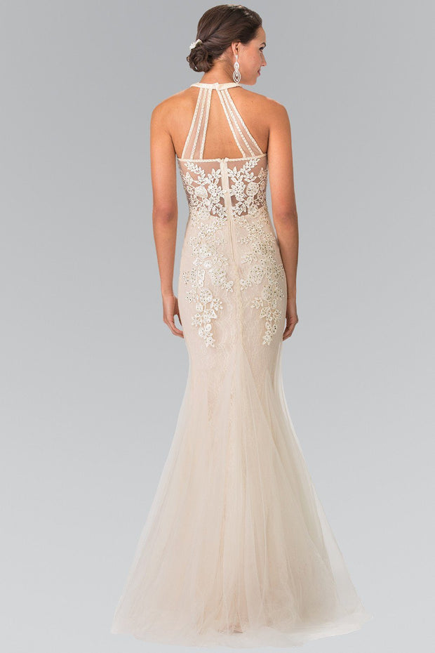 Lace Halter Mermaid Dress by Elizabeth K GL2243-Long Formal Dresses-ABC Fashion