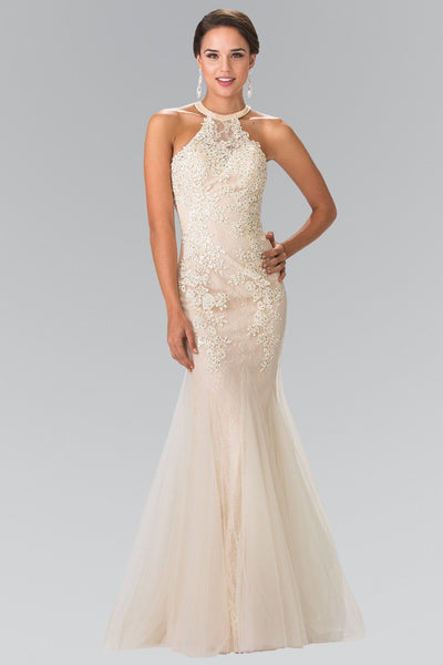 Lace Halter Mermaid Dress by Elizabeth K GL2243-Long Formal Dresses-ABC Fashion