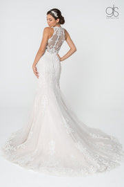 Lace High-Neck Wedding Mermaid Gown by Elizabeth K GL2818-Wedding Dresses-ABC Fashion