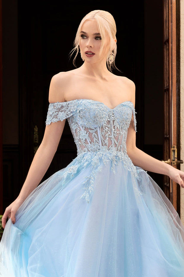 Lace Off Shoulder Gown by Cinderella Divine CD961