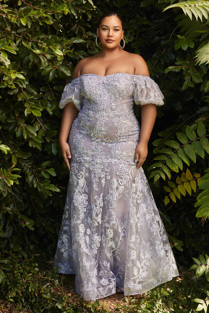 Lace Off Shoulder Mermaid Gown by Cinderella Divine CD959