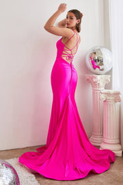 Lace-Up Back Mermaid Dress by Ladivine CD2219