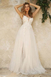 Layered A-line Tulle White Gown by Cinderella Divine CB072W