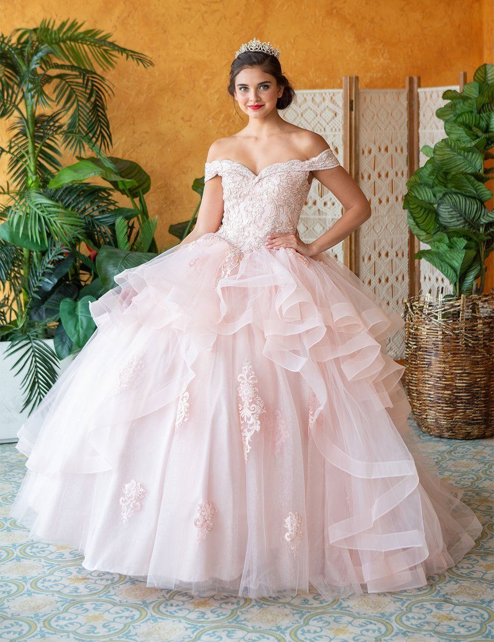 Layered Off Shoulder Glitter Quinceanera Dress by Calla KY018383X-Quinceanera Dresses-ABC Fashion