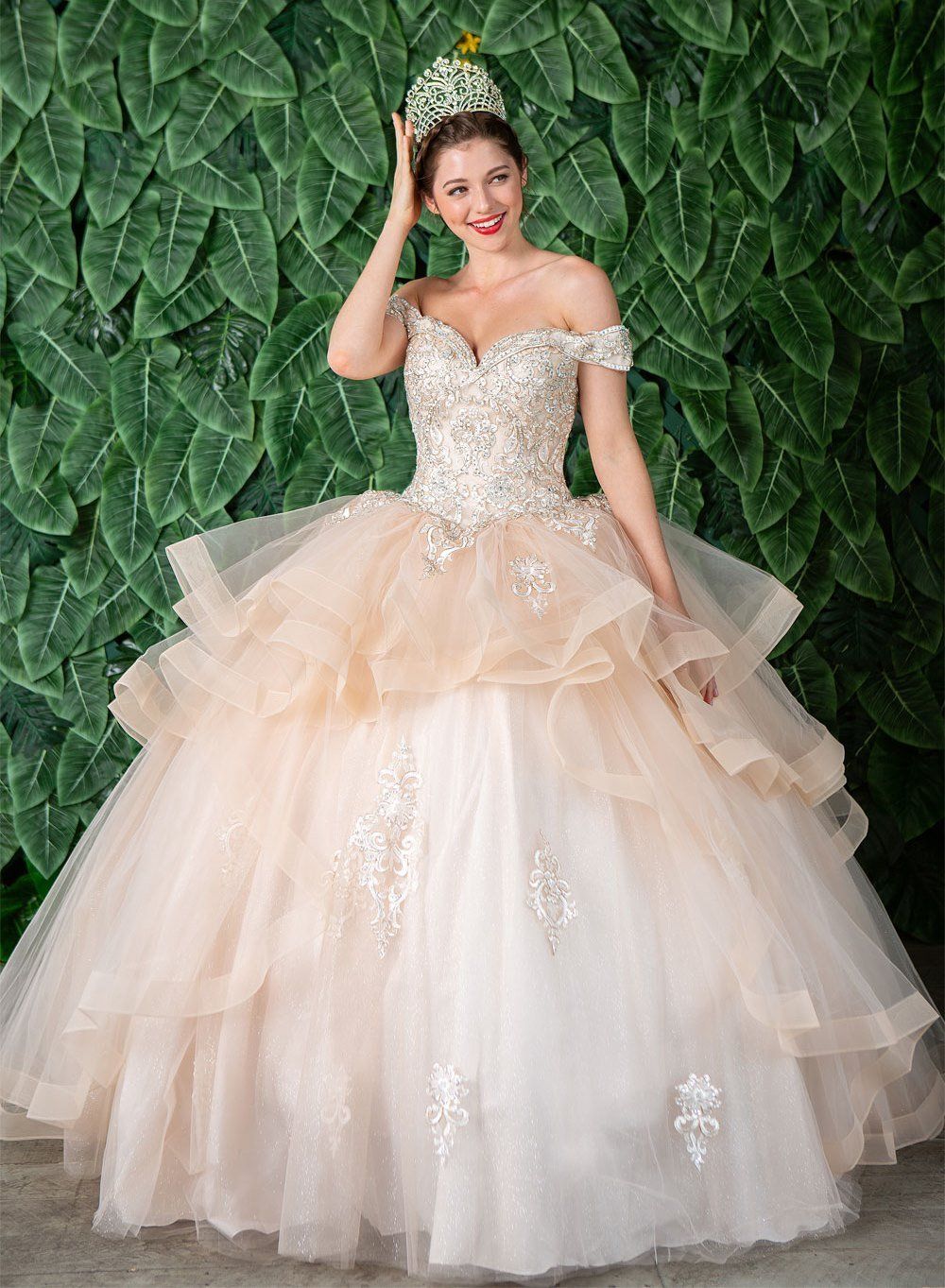 Layered Off Shoulder Glitter Quinceanera Dress by Calla KY018383X-Quinceanera Dresses-ABC Fashion
