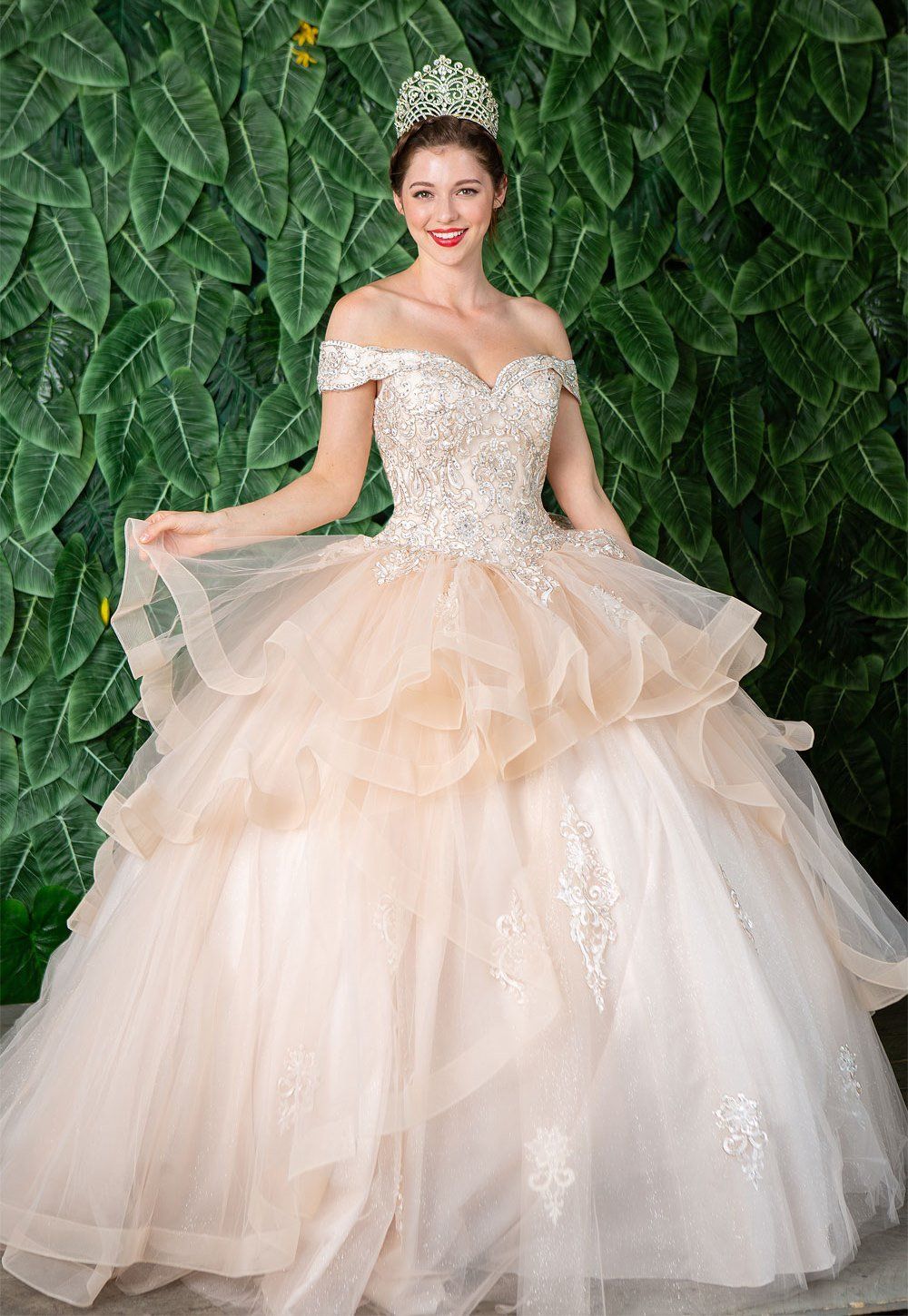 Layered Off Shoulder Glitter Quinceanera Dress by Calla KY018383X-Quinceanera Dresses-ABC Fashion