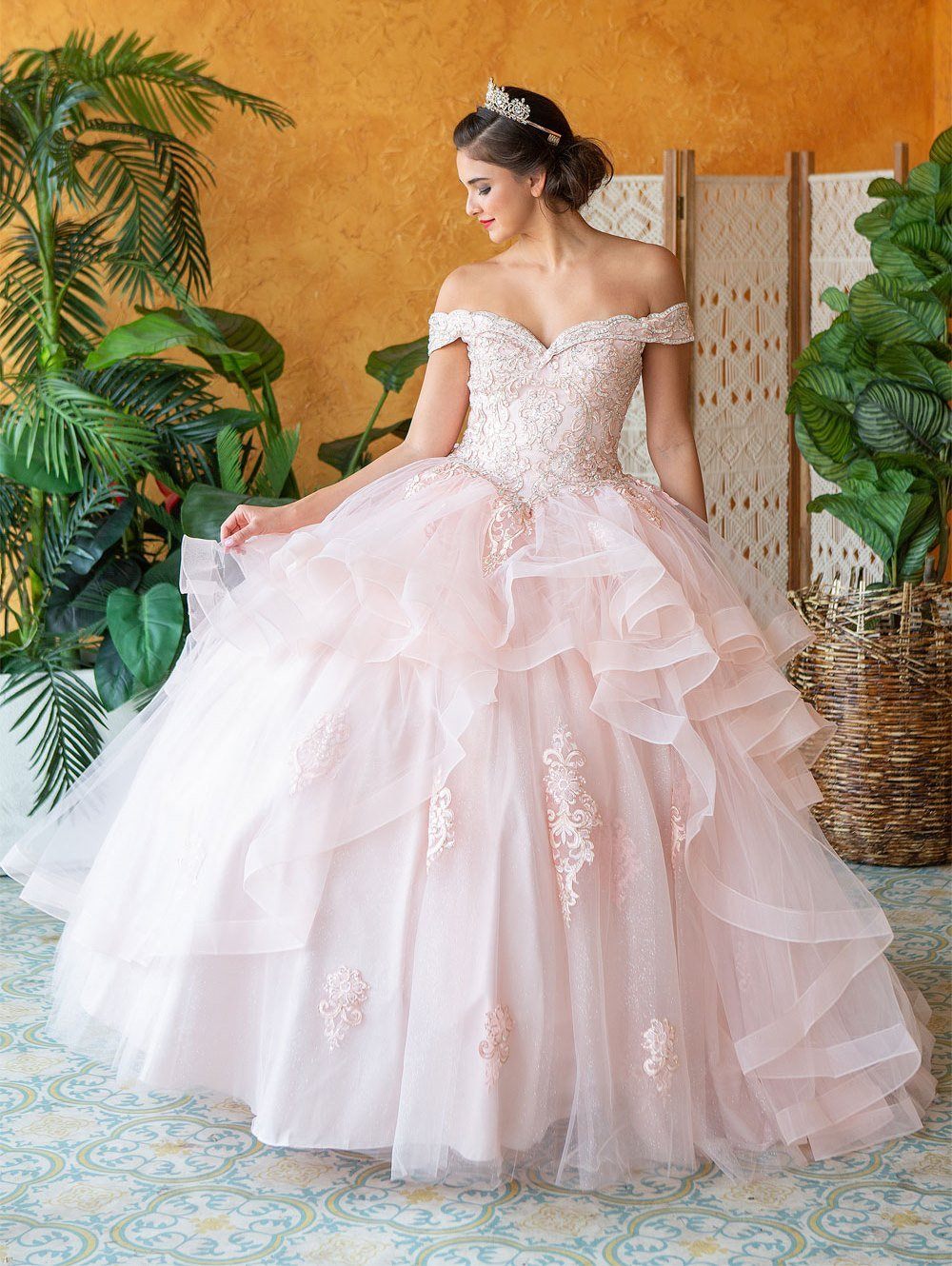 Layered Off Shoulder Glitter Quinceanera Dress by Calla KY018383X-Quinceanera Dresses-ABC Fashion