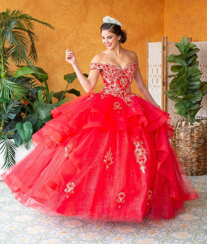 Layered Off Shoulder Glitter Quinceanera Dress by Calla KY018383X-Quinceanera Dresses-ABC Fashion