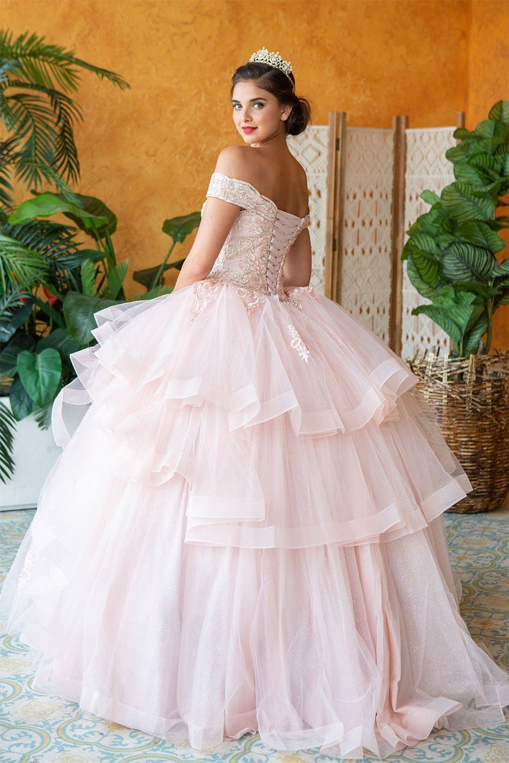 Layered Off Shoulder Glitter Quinceanera Dress by Calla KY018383X-Quinceanera Dresses-ABC Fashion