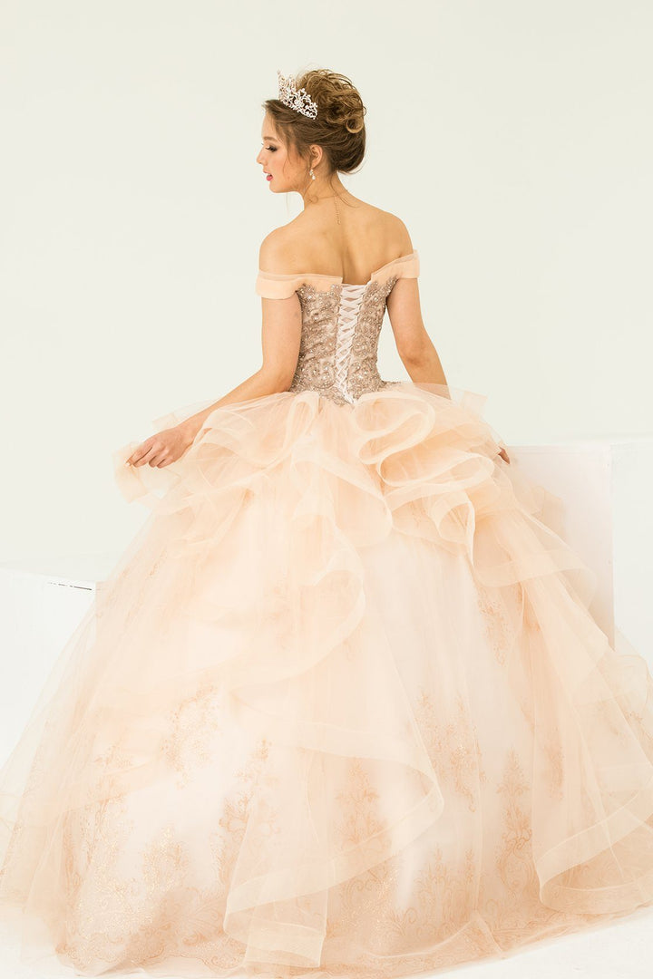 Layered Off Shoulder Quinceanera Dress by Leonia Lee 19005