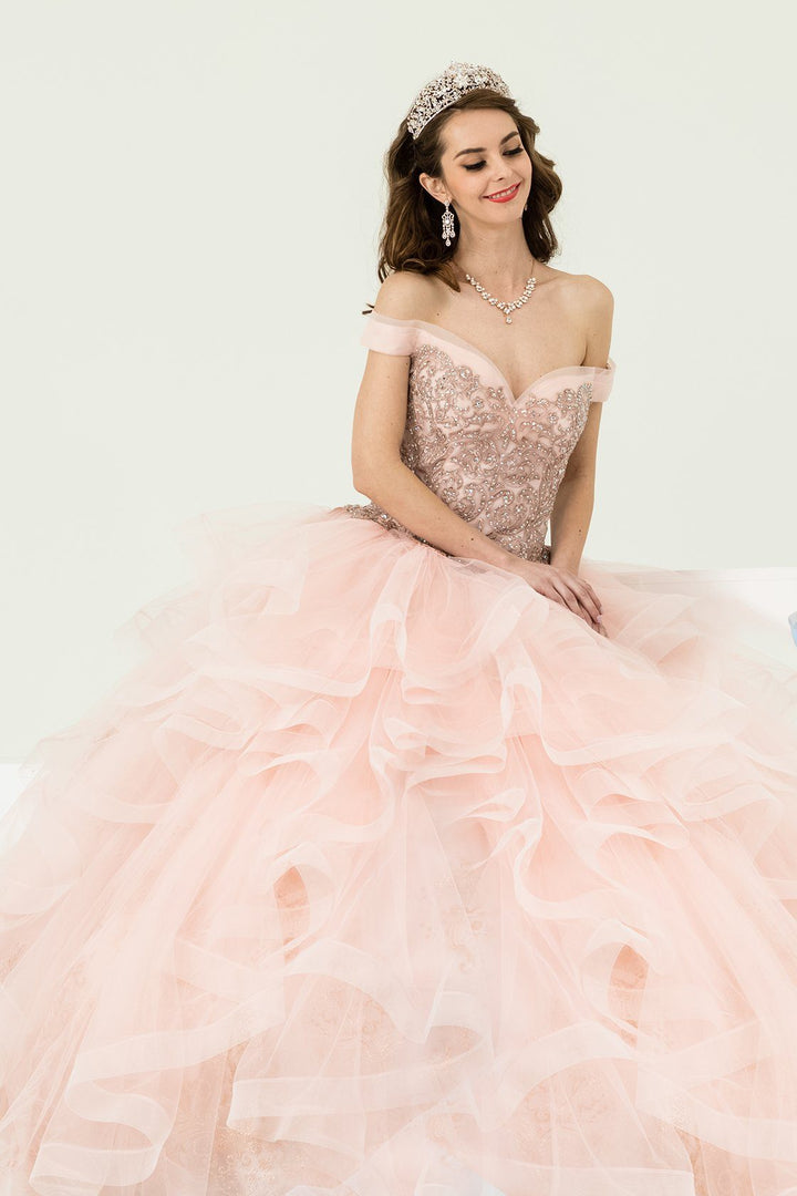 Layered Off Shoulder Quinceanera Dress by Leonia Lee 19005