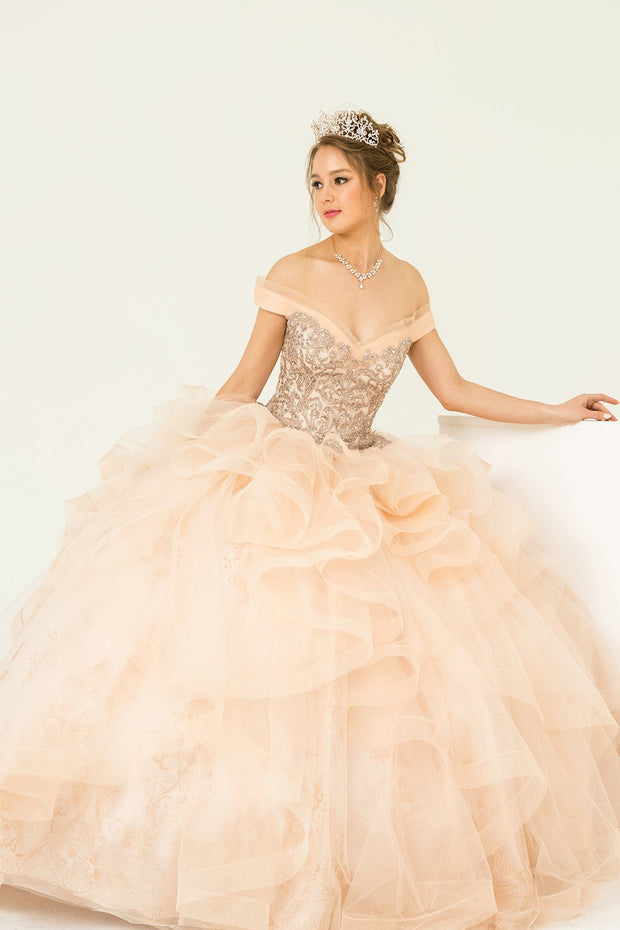 Layered Off Shoulder Quinceanera Dress by Leonia Lee 19005