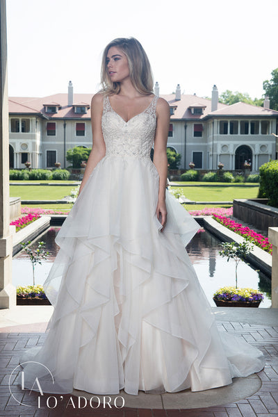 Layered V-Neck Wedding Dress by Mary's Bridal M612