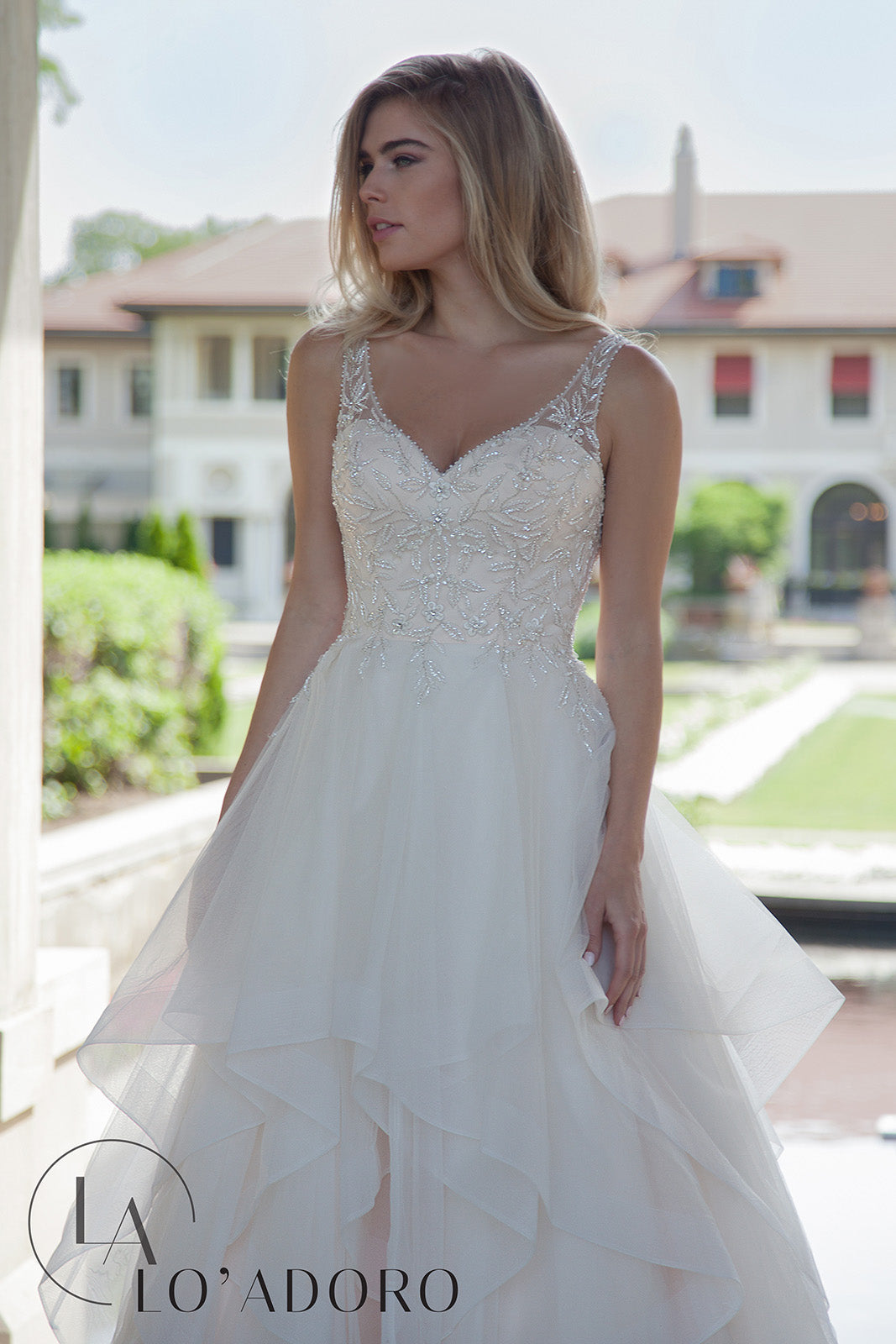 Layered V-Neck Wedding Dress by Mary's Bridal M612