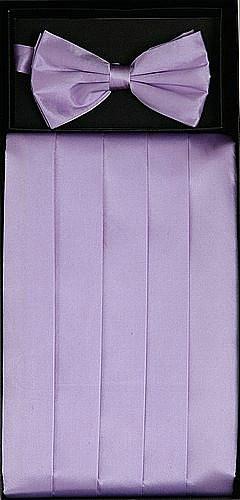 Lilac Silk Satin Cummerbund and Bow Tie Set-Men's Cummerbund-ABC Fashion